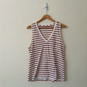 Madewell Red Orange Striped Tank Top M